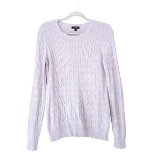 J. Crew Sweater Wool Blend Cable Knit Women's M Lilac Purple Lightweight Crew